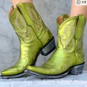 OLD GRINGO NEON GREEN LEATHER NEVADA BOOT 7 NIB
